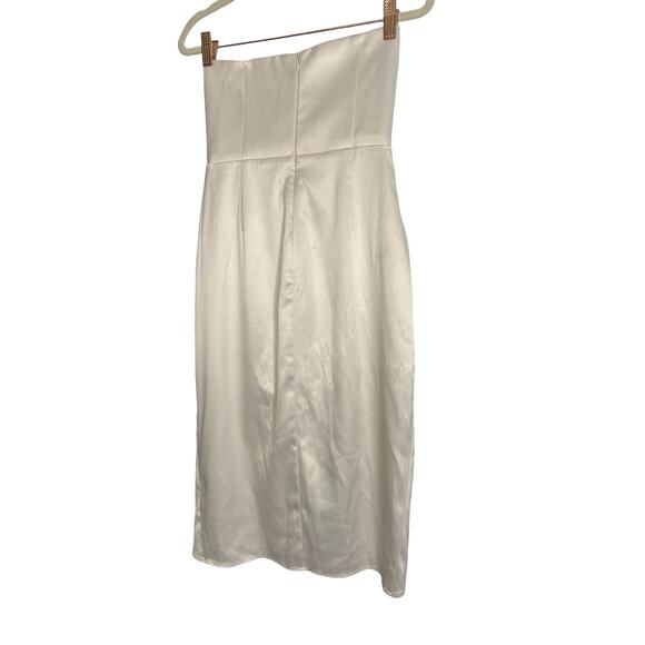 Michael Costello x REVOLVE Sara Midi Dress Strapless Surplice Ivory White Small - Picture 8 of 12